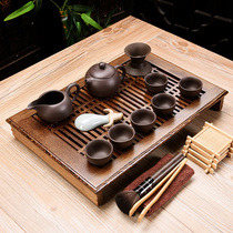 Chicken wing wood tea tray Solid wood drawer type rosewood water storage and drainage double size tea table Kung Fu tea set