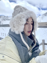 Japan AR Rabbit Mao Lei Feng Hat Child Autumn Winter Mao Line Hat Sweet And Cute Protective Ear Plus Suede Warm-Proof Knitted Hat