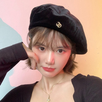 Japan AR Xiaoxiang Berehat Female Autumn Winter silk suede with a small beilee cap Pumpkin Hat Day Ensemble Painters Hat Tide