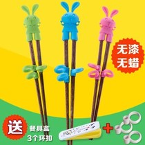 Baby Cutlery Children Learn Chopsticks Training Chopsticks Practice Chopsticks Baby Solid Wood Head Chopsticks Spoon Fork Sleeve Tsimo