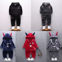 6 to 12 months 7 mens baby autumn and winter days plus suede Two suits 9 Wei clothes 0-4 ½ 1 baby girl childrens clothes 3