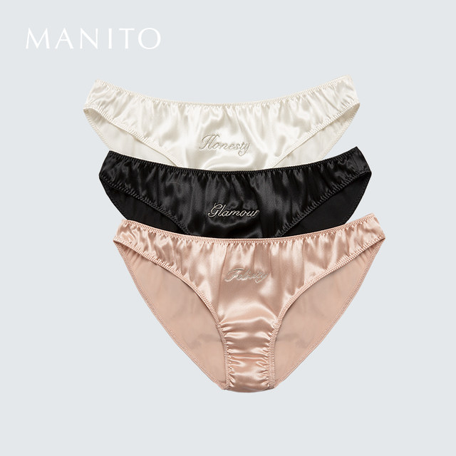 MANITO/Manita silk underwear women's mulberry silk underwear home close-fitting sexy andສະດວກສະບາຍ 3-pack silky smooth