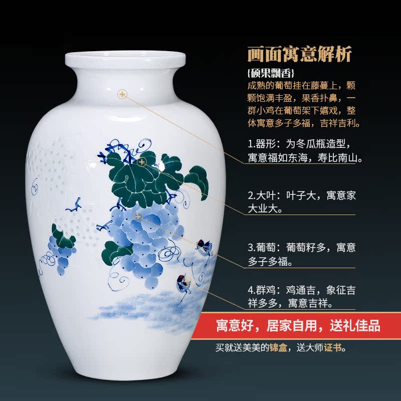 The Master of jingdezhen ceramics hand - made pastel thin foetus vase of new Chinese style household adornment rich ancient frame furnishing articles sitting room