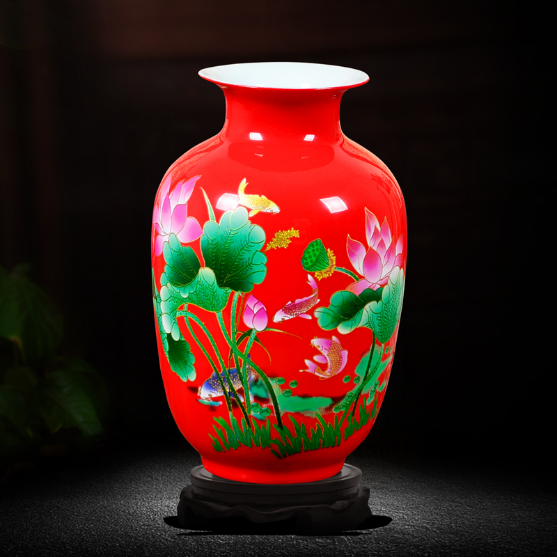 Jingdezhen ceramics powder enamel floret bottle of flower arranging dried flowers home sitting room rich ancient frame TV ark adornment small place