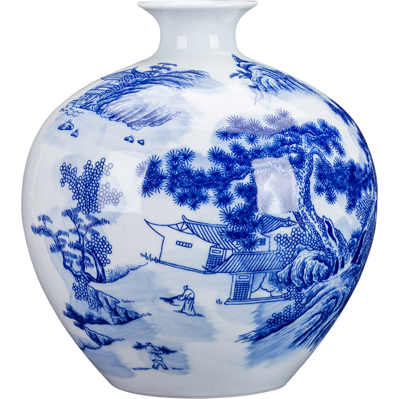 Hand - made floret bottle of blue and white porcelain of jingdezhen ceramics rich ancient frame the sitting room of Chinese style household furnishing articles of handicraft arranging flowers