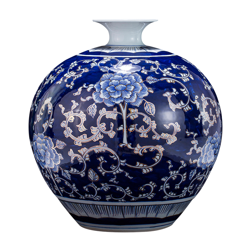 Blue and white porcelain of jingdezhen ceramics hand - made paint pomegranate bottle furnishing articles furnishing articles sitting room of Chinese style household decorations
