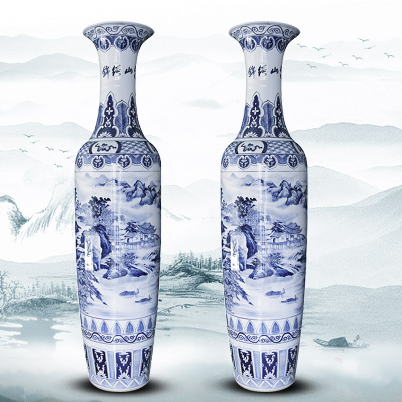 Hand - made jinxiu blue and white porcelain is jingdezhen ceramics was sitting room of large vase villa furnishing articles opening gifts