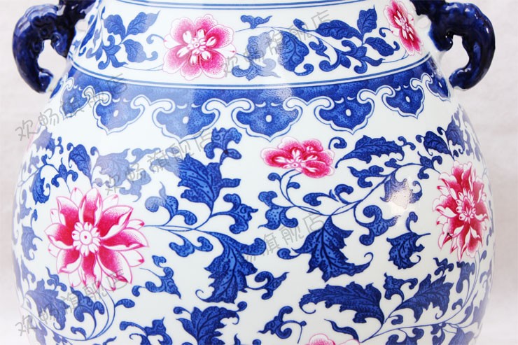 Jingdezhen ceramics ears vases, flower arranging archaize sitting room porch decoration of Chinese style household furnishing articles of blue and white porcelain