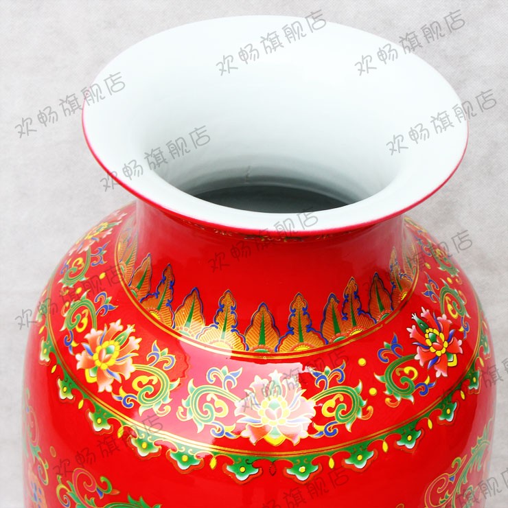 Jingdezhen ceramics China red vase furnishing articles household act the role ofing is tasted Chinese style porch decoration process large living room