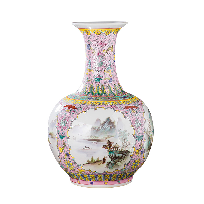 Jingdezhen ceramics hand - made pastel antique imitation porcelain landing big vase qianlong year sitting room adornment is placed