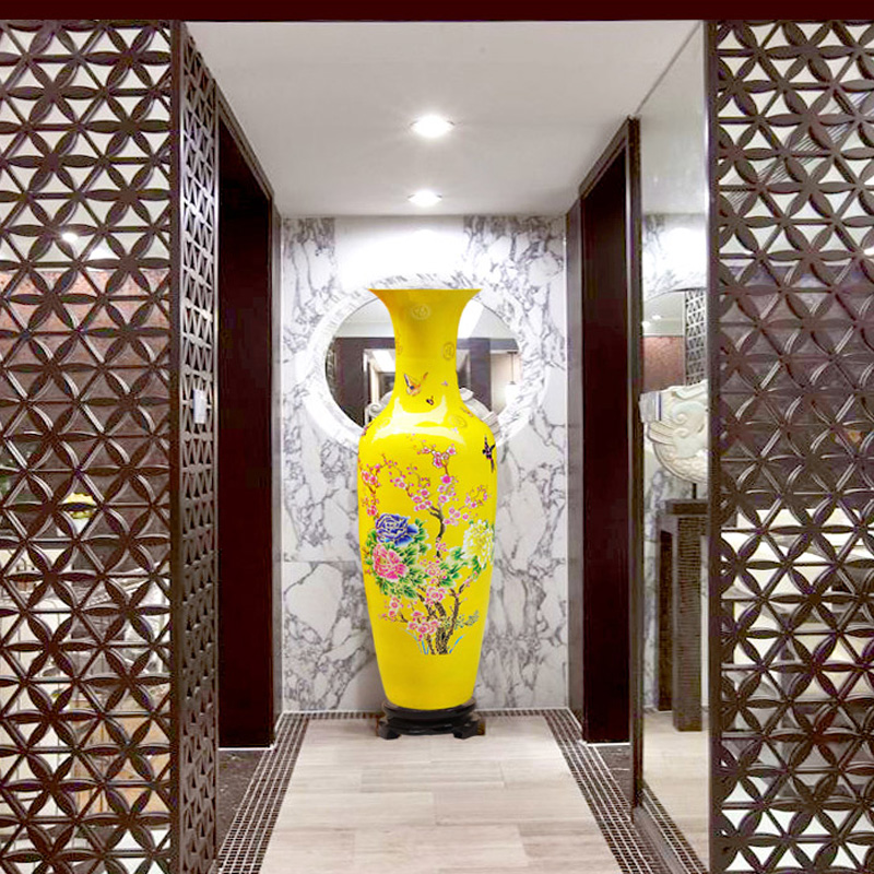 Jingdezhen ceramics of large vases, flower arranging yellow peony home sitting room adornment is placed large size 8