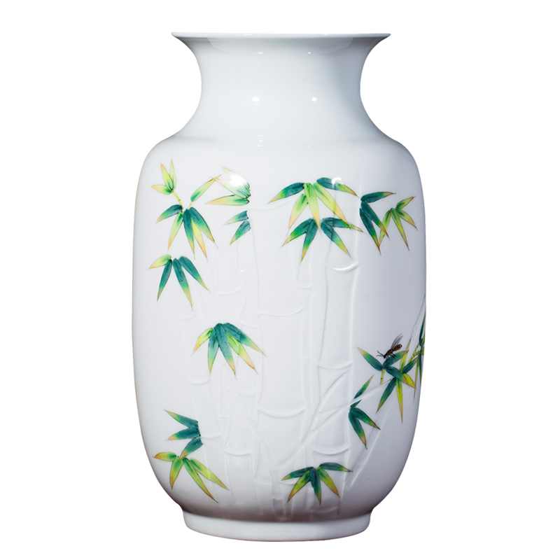 Jingdezhen ceramic masters hand - made vases furnishing articles bamboo report peaceful living room TV cabinet porch decoration business gifts