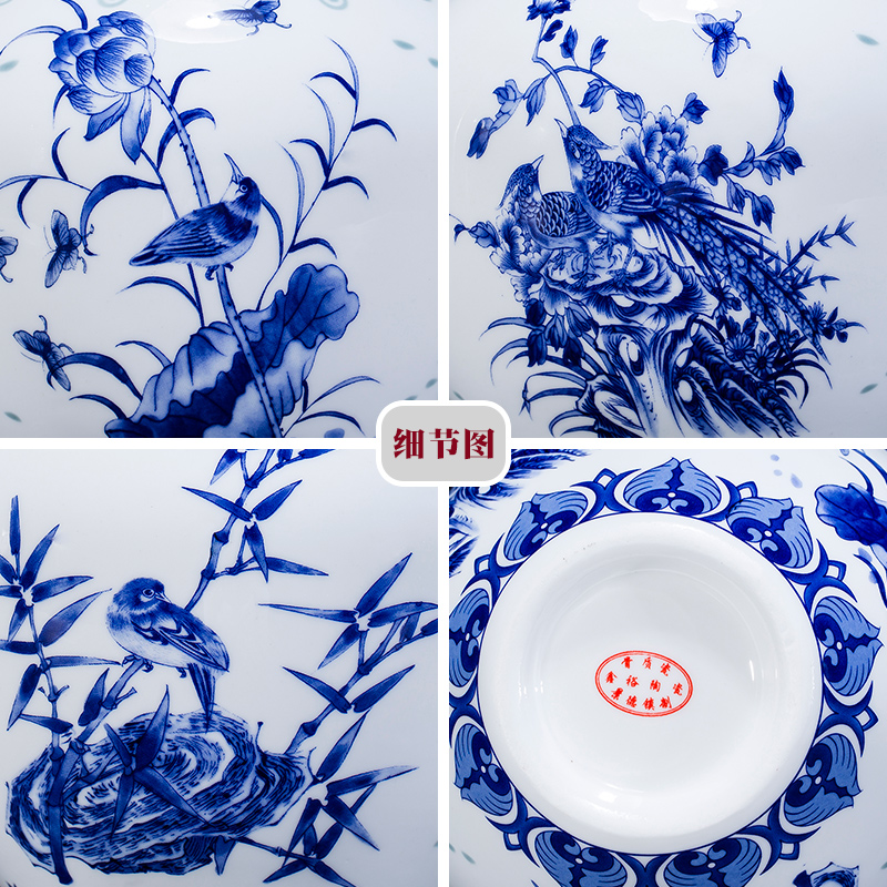 Exquisite blue and white porcelain of jingdezhen ceramics floret bottle of flower arrangement, the new Chinese style living room decorates porch place TV ark