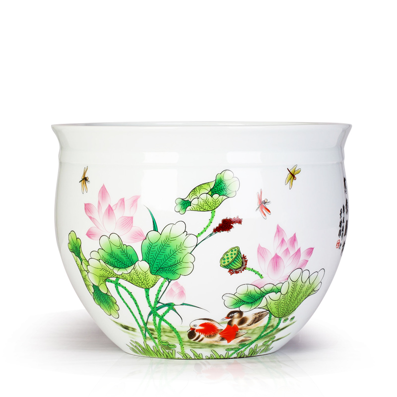 Mandarin duck play merry jingdezhen ceramics lotus goldfish bowl water lily bowl lotus flower POTS tortoise cylinder fish basin yg60