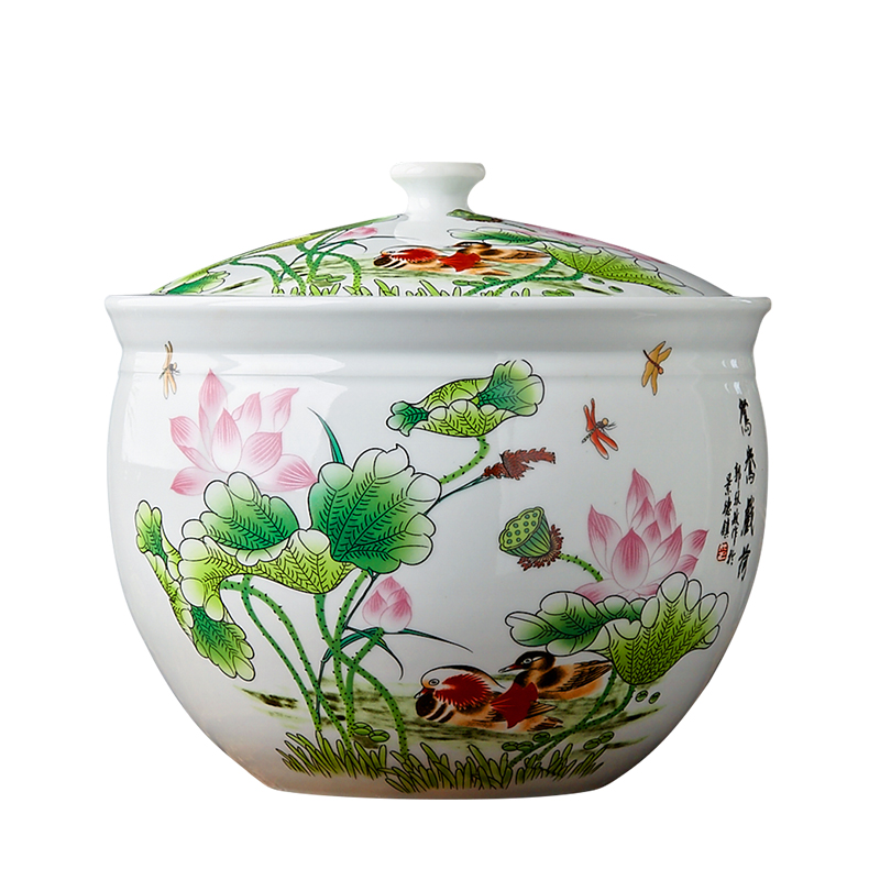 Merry jingdezhen porcelain ceramic barrel 10 jins 20 jins magnesium 2 ricer box pickles pickled meat jar with cover money - box