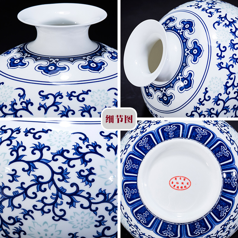 Thin foetus blue and white porcelain of jingdezhen ceramics floret bottle furnishing articles flower arranging Chinese rich ancient frame sitting room decoration