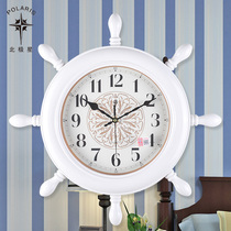 Polaris rudder wall clock Mediterranean watch American retro anchor wall clock Round quartz clock European simple