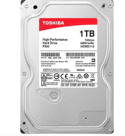 全新 东芝toshibap300系列 1tb 7200转64m sata3 台式硬盘hdwd110_7折