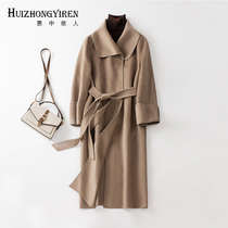 2021 new double-sided cashmere coat women long loose size fashion wool coat double-sided woolen coat women