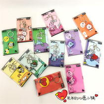 Japan BT21 cartoon car keychain round three-dimensional cute doll pendant bag hanging bag ornaments couple