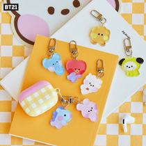 BT21 key buckle pendant minini paparazzi cute car key chain acrylic cartoon headphone shell bag hanging decoration