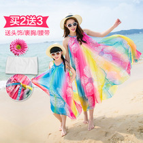 Parent-child dress 2019 summer new fashion dress mother and daughter beach dress seaside holiday chiffon foreign dress women