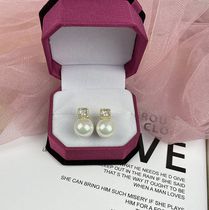 New square zircons 925 silver shells Pearl Earl Imitation Pearl Temperament Earrings Minimalist White Purple