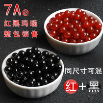 7A grade natural black red Agate loose beads semi-finished DIY hand woven accessories material Crystal beaded jewelry