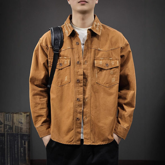 2025 spring heavy-duty wash long-sleeved shirt pure cotton men's American high street work shirt loose casual jacket trendy
2025 spring heavy-duty wash long-sleeved shirt pure cotton men's American high street work shirt loose casual jacket trendy