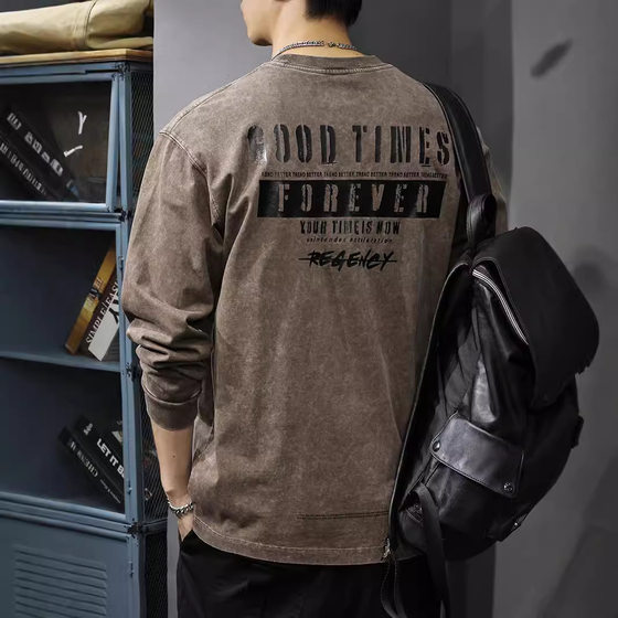 New autumn style pixie printed long-sleeved T-shirt men's retro wash heavy sweatshirt spring and autumn loose cotton base shirt
New autumn style pixie printed long-sleeved T-shirt men's retro wash heavy sweatshirt spring and autumn loose cotton base shirt