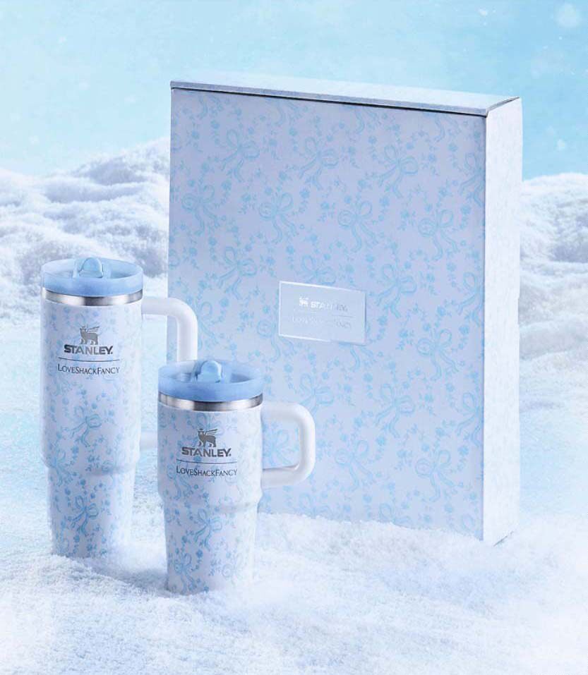 Бутылка для воды 美国代购stanley冬日霜花loveshackfancy大容量吸管杯保冷包酒杯