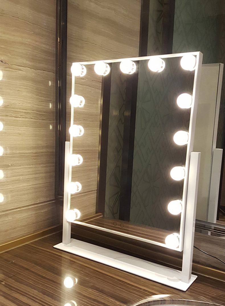 米卡大号台式化妆镜补光美容带灯led 灯泡镜子梳妆镜直播美颜补妆