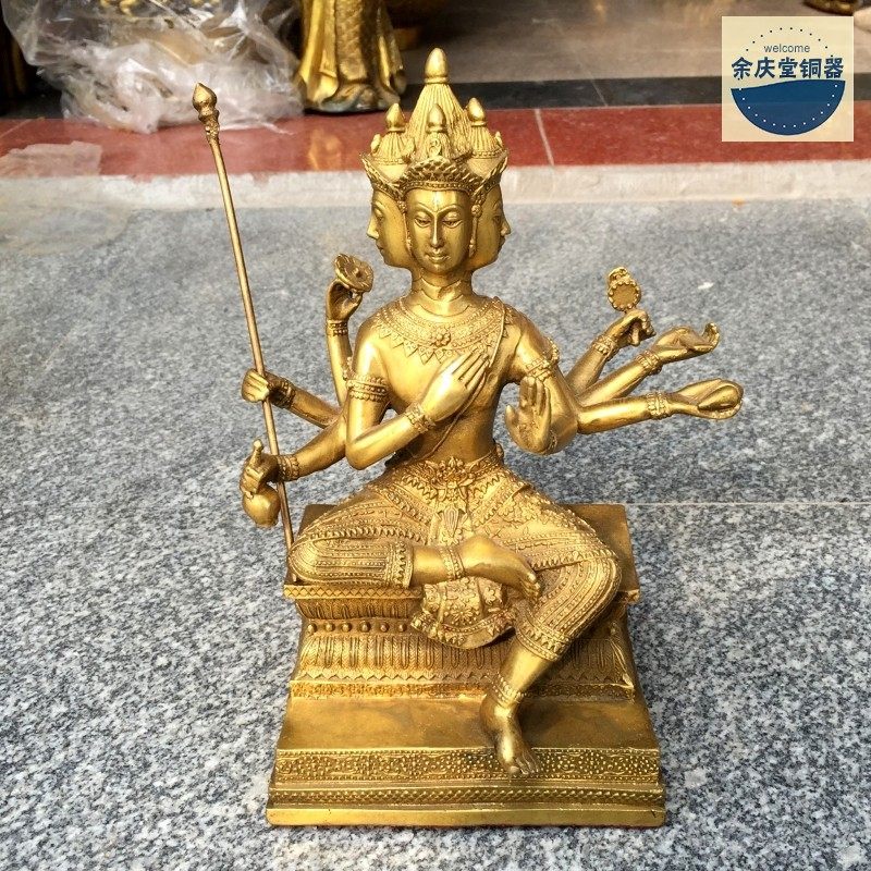 送料無料純銅四面仏像タイ四面仏置物鎮宅化殺大梵天王銅像67さくらこ1