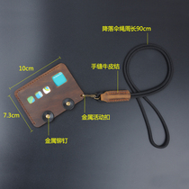 The first layer of cowhide hand-sewn halter neck wrist creative card bag access control card cover bus