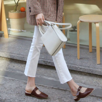 Straight jeans womens nine-point high waist 2021 new spring and autumn Joker slim simple pipe pants