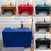 Hotel conference table skirt tablecloth simple tablecloth dark green solid color woolen cloth simple rectangular tablecloth cover