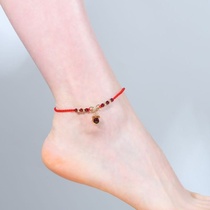 Drawstring ankle hand-woven Garnet foot chain with silver accessories fashion fashion fashion