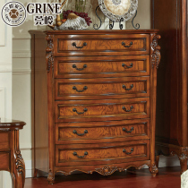 Guanling American six-chest cabinet solid wood European retro carved lockers high bedroom cupboard big bedside table G