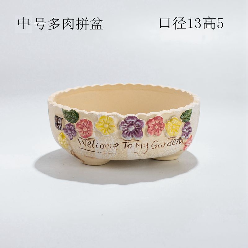 Ideas is hand - made large caliber rectangle rounded fleshy flowerpot platter ceramic wholesale special offer a clearance