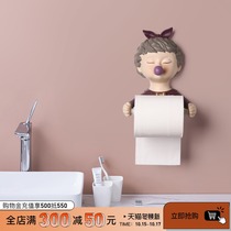 Cute bubble girl roll paper tube home toilet toilet creative punch-free storage rack toilet carton decorations