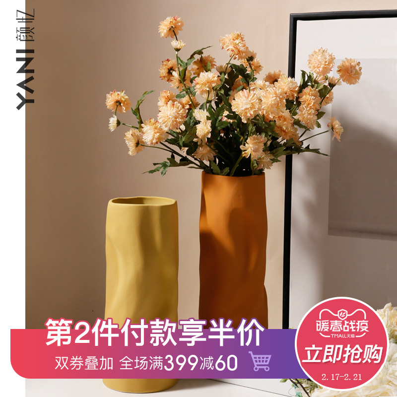 Creative vase furnishing articles home flower arranging contracted sitting room porch TV ark, ceramic decorative flower implement light key-2 luxury decoration