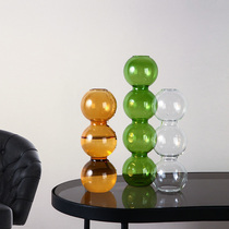 Creative sugar Gourd Vase ornaments Nordic light luxury transparent glass hydroponic flower arrangement modern living room table decorations