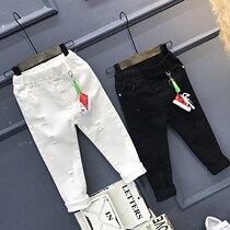 Boy Spring Autumn Season New Pants Han Version Boy Pure Cotton White Black Denim Pants Children Small Leggings Pants