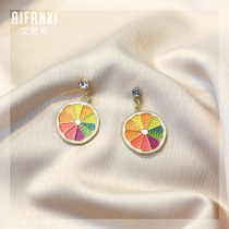 Light luxury 2020 new color lemon earrings female fashion sexy simple fresh earrings earrings