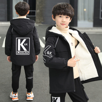 Boys autumn winter clothes windbreaker 2020 Winter new childrens casual coat Tong Big Boy jacket plus velvet padded Korean version