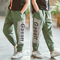 Boy Anti-mosquito Pants Summer Ultra Slim Spell Writing Children Long Pants Han Version 12 CUHK Tong casual pants 15 years old