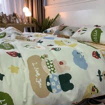 Love bunny simple cotton four-piece ins Wind cartoon cotton quilt cover sheets bed bed cicasa bedding