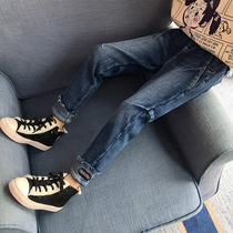 Girls trousers padded velvet jeans 2021 New Korean childrens foreign style elastic warm pants childrens clothing tide