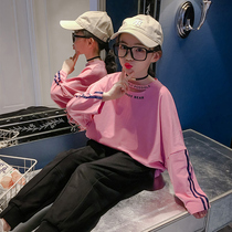 Girls fashionable autumn T-shirt 2021 New Korean childrens foreign style Spring and Autumn long sleeve shirt girls childrens clothes