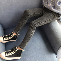 Girls winter plus velvet pants 2021 New Korean version of female children foreign-style jeans childrens warm trousers childrens clothing